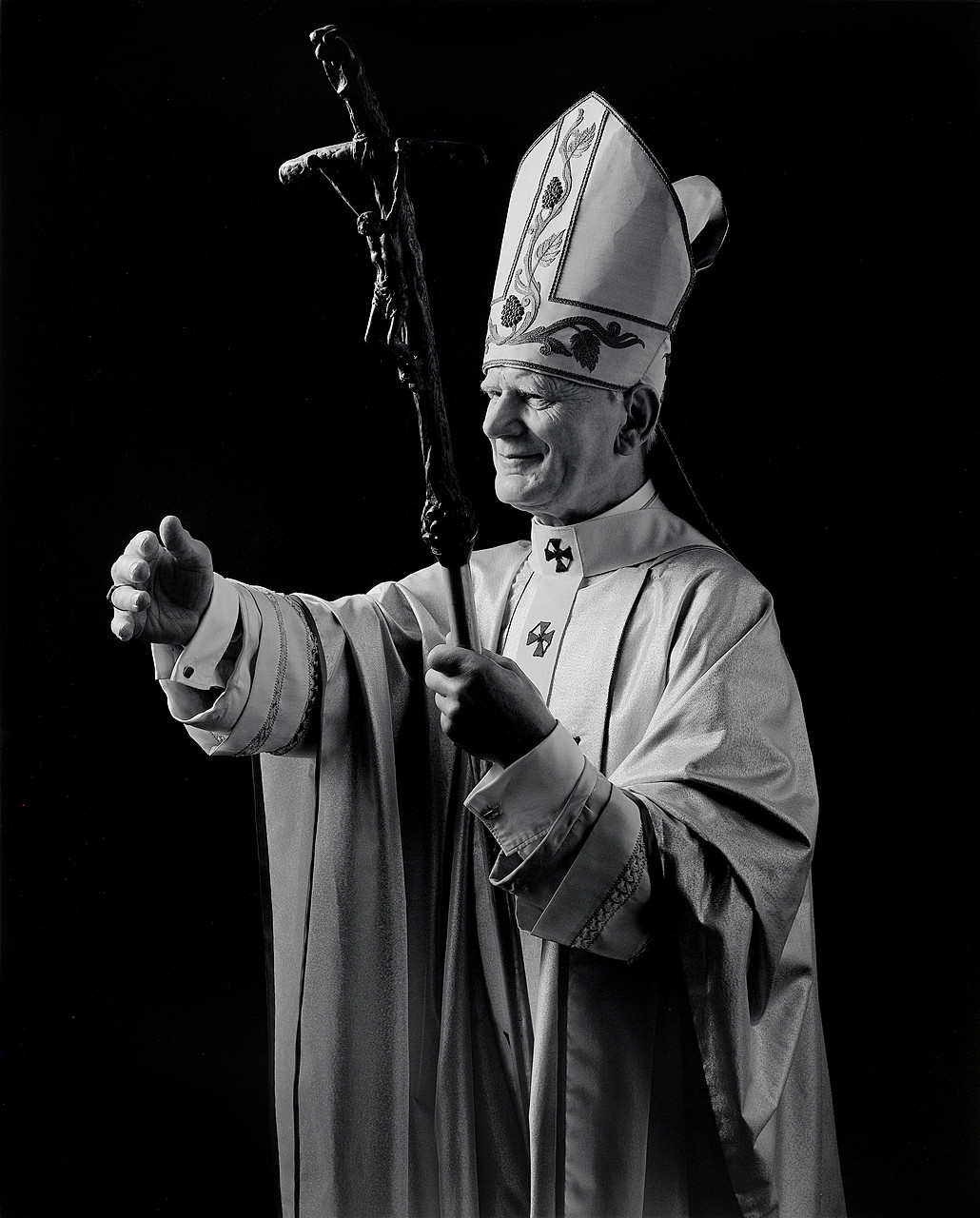 pope john paul ii black and white